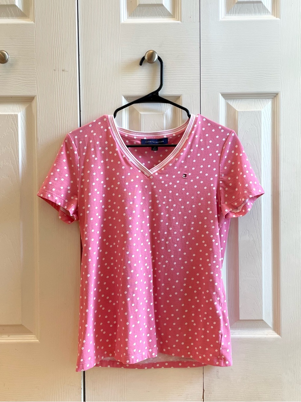 Tommy Hilfiger: Pink Polka Dot V-Neck Pajama Tee